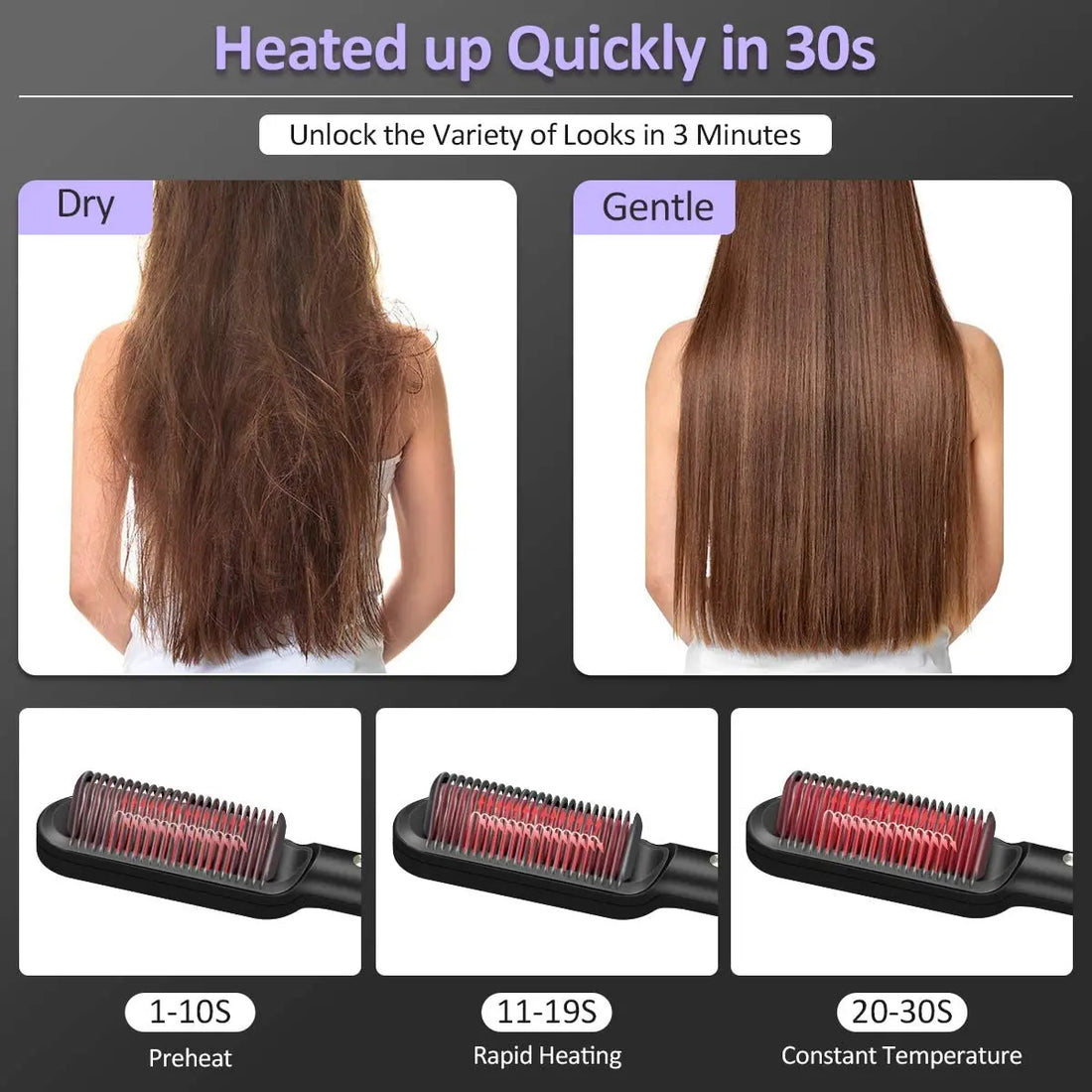 Ionic Hair Straightener Brush Comb