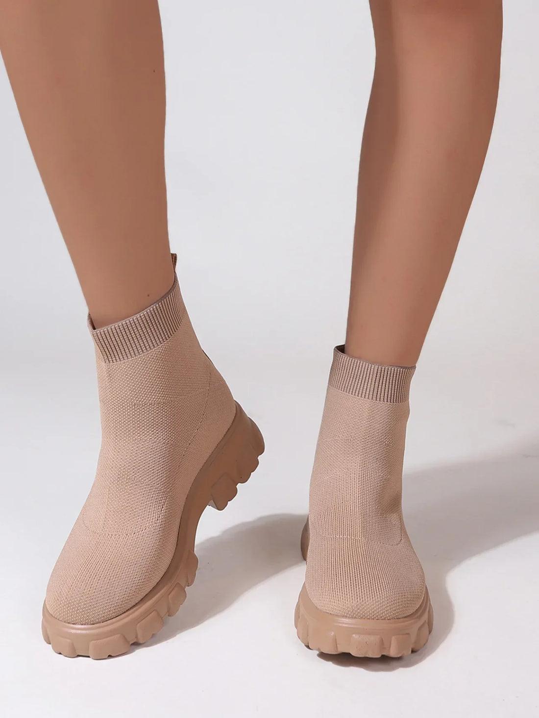 Knitted Platform Sock Ankle Boots