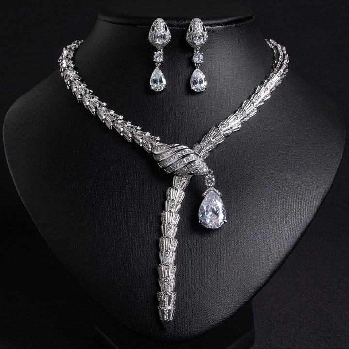 Snake Shape Necklace Earrings Set