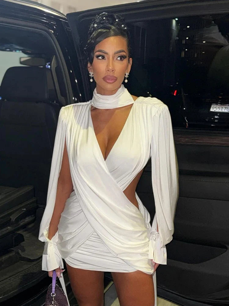 Halter Backless Ruched Party Dress
