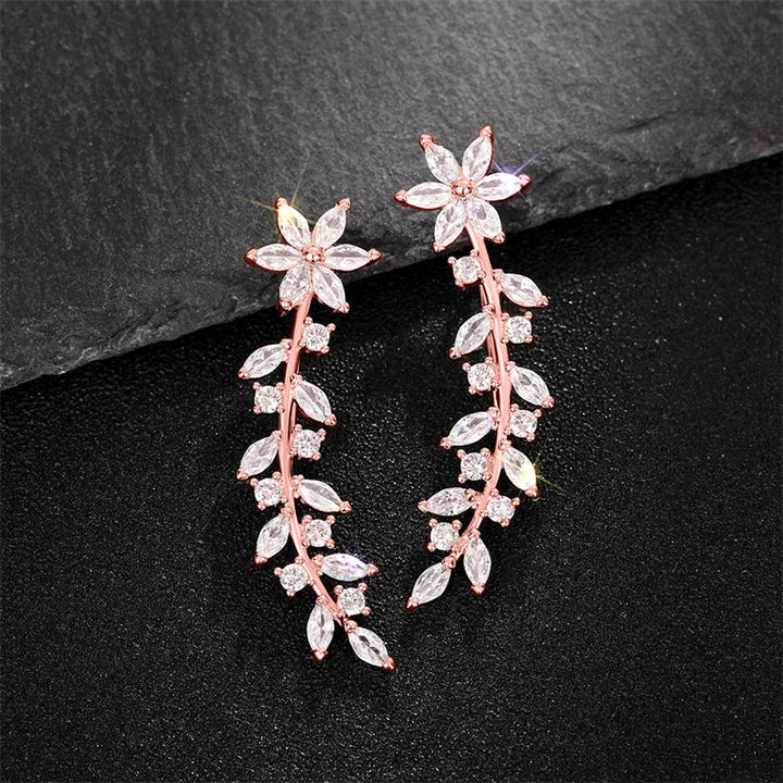 Flower Zirconia Stud Earrings
