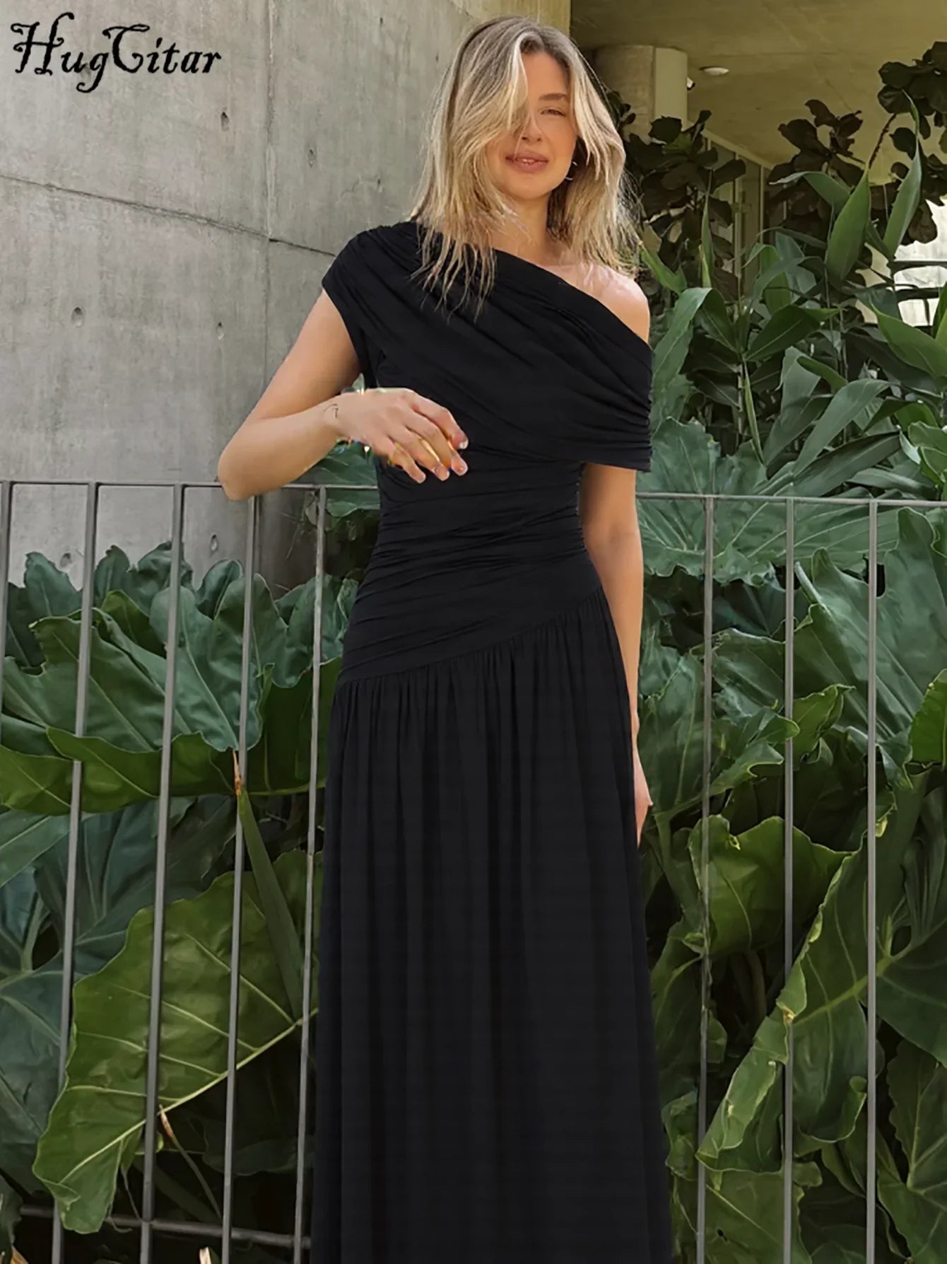 One Shoulder Ruched Maxi Dress