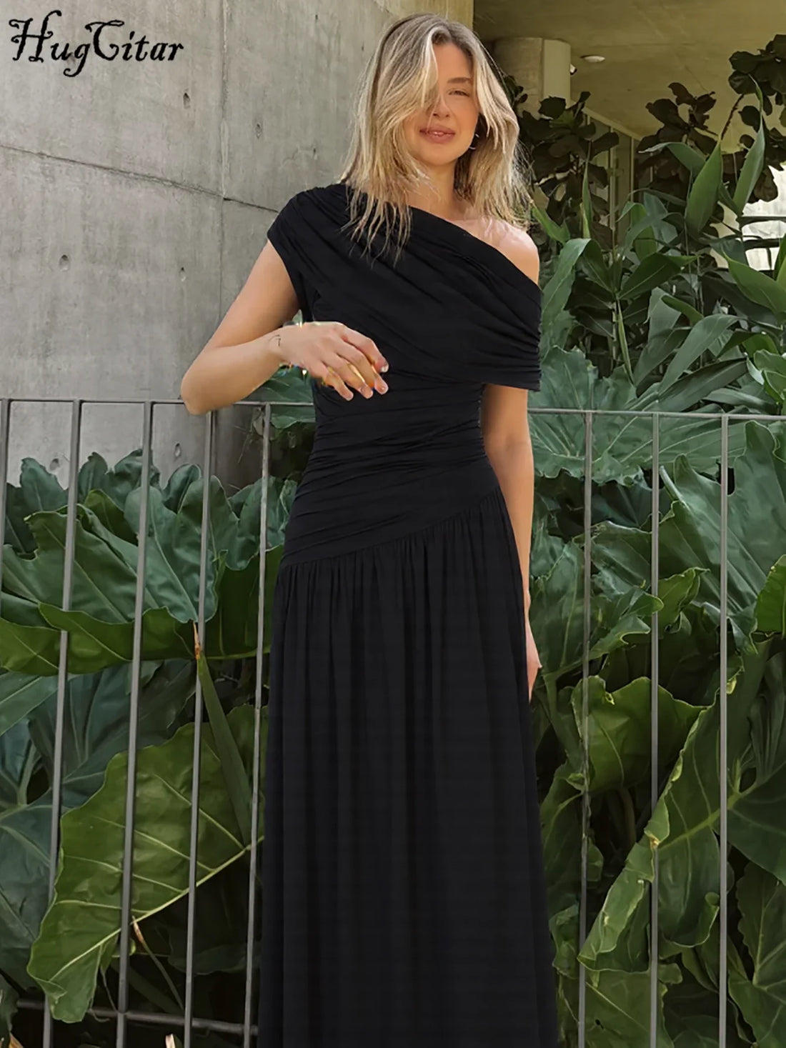 One Shoulder Ruched Maxi Dress
