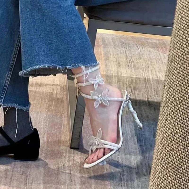 Crystal Butterfly Strap Sandals