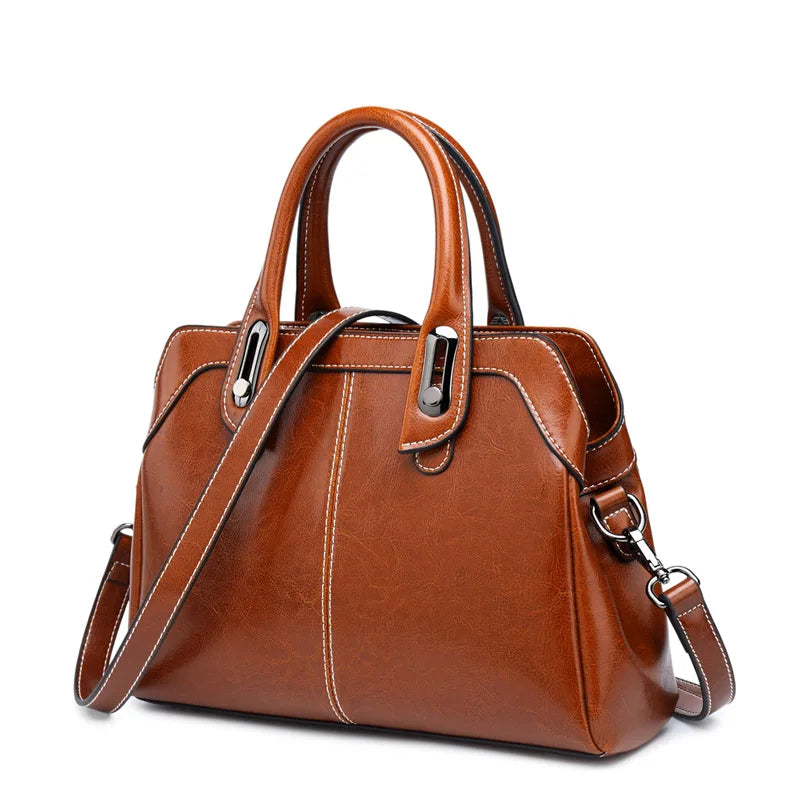 Genuine Leather Crossbody Tote Bag