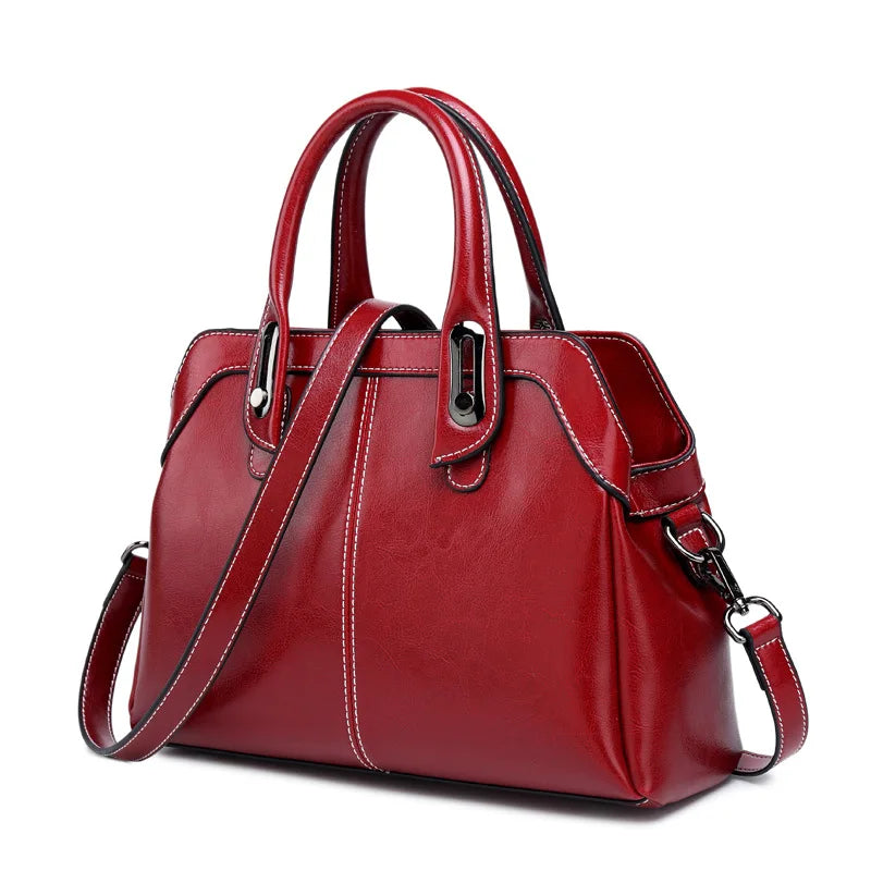 Genuine Leather Crossbody Tote Bag