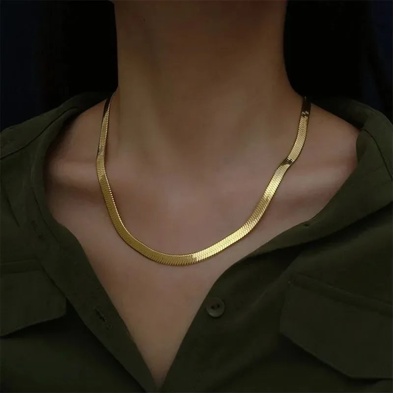 Flat Chain Choker Necklace Women