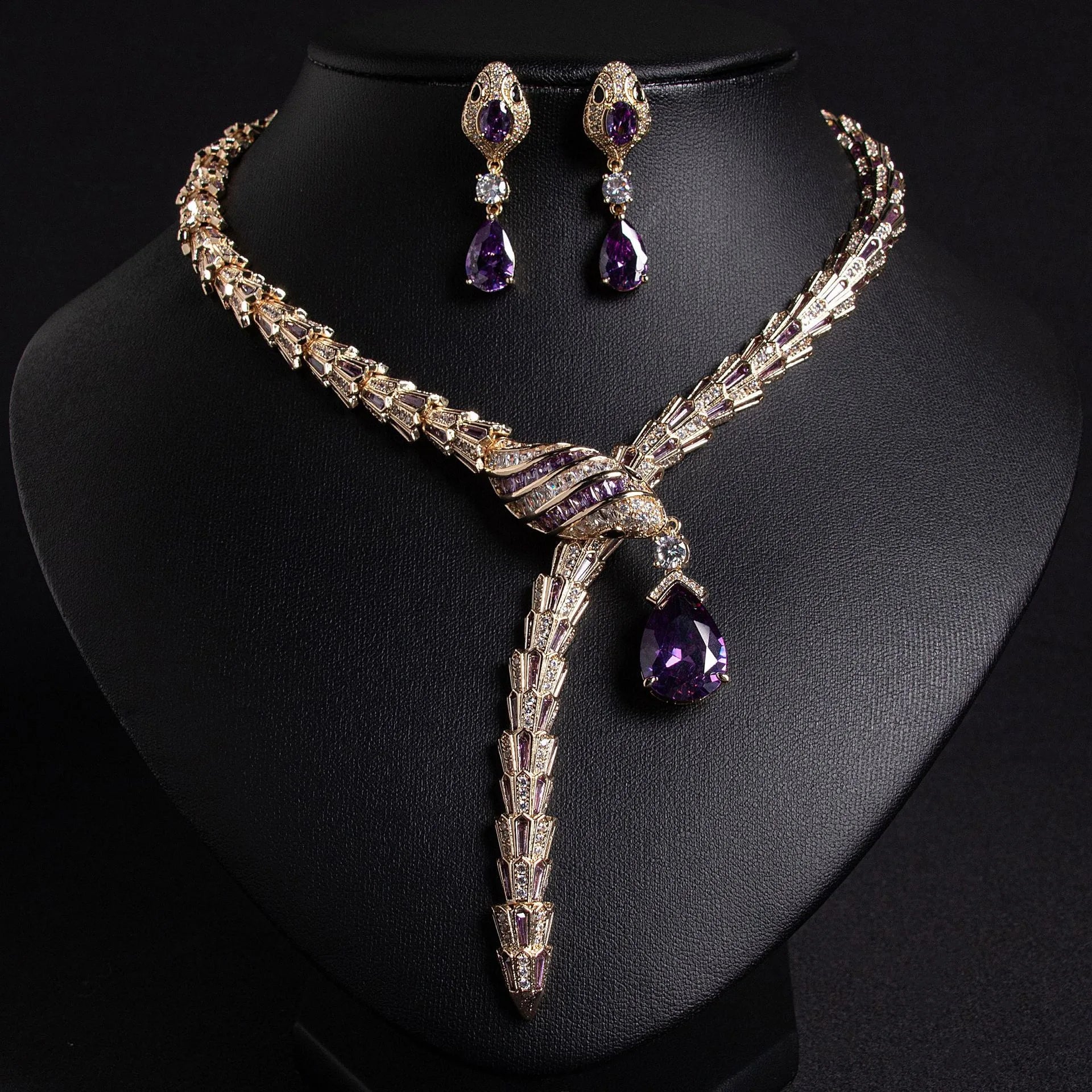 Snake Shape Necklace Earrings Set