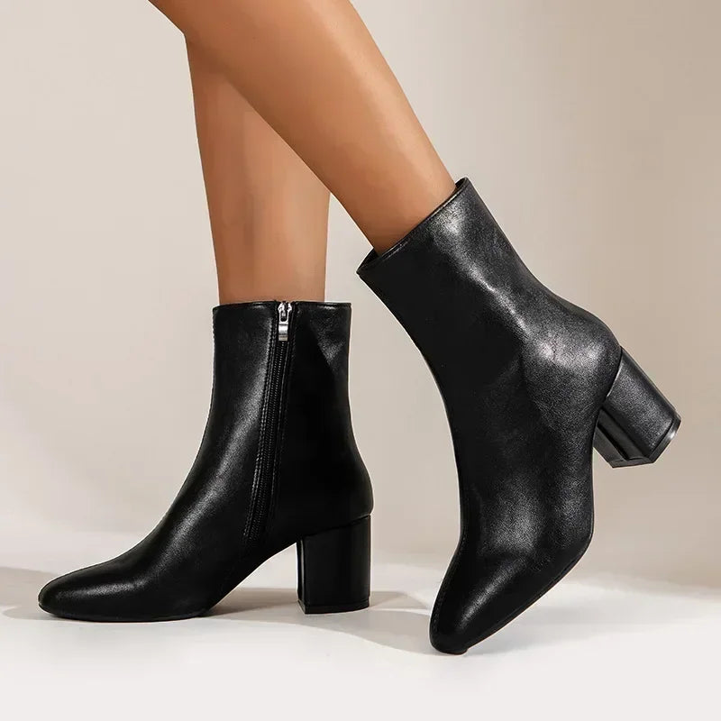 White Zipper Ankle Boots Women