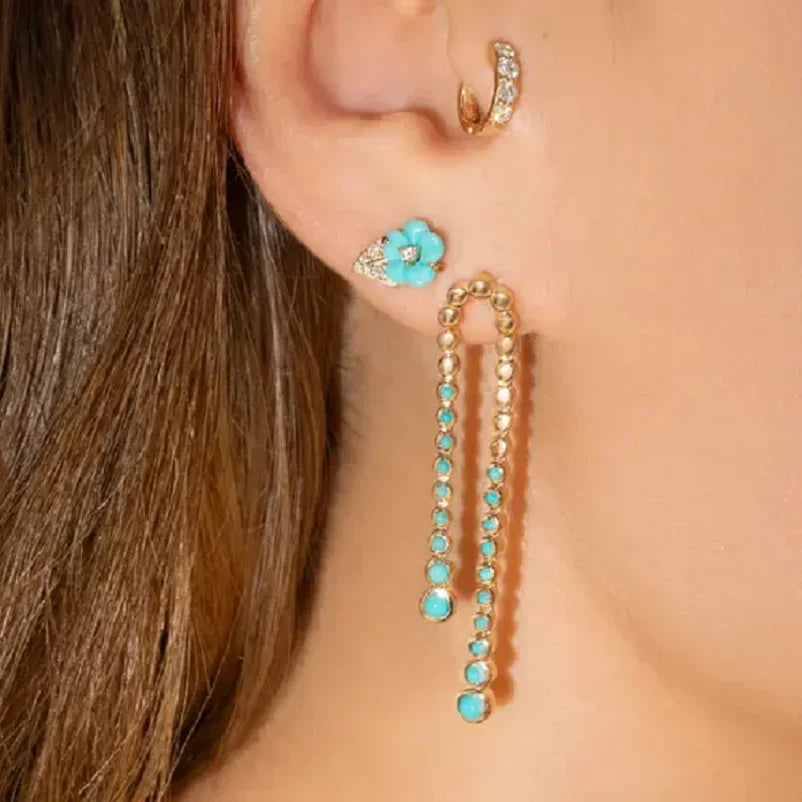 Turquoise Tassel Drop Earrings