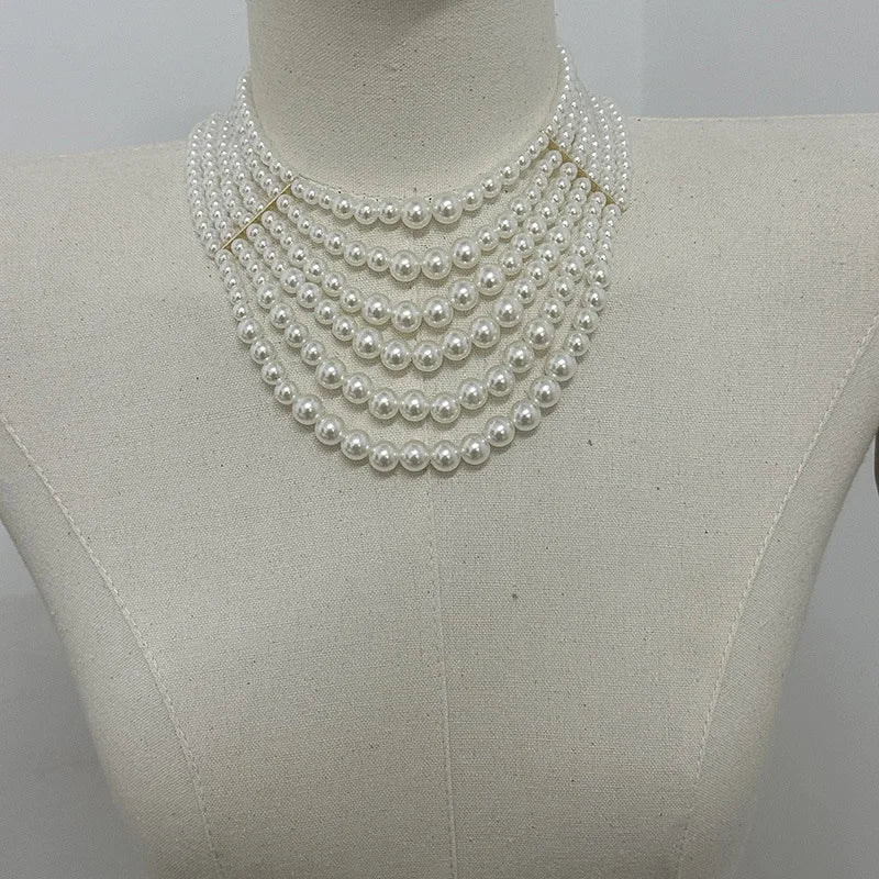Pearl Fringe Choker Necklace
