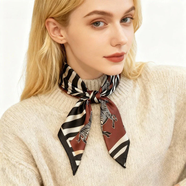 Zebra Print Silk Winter Scarf