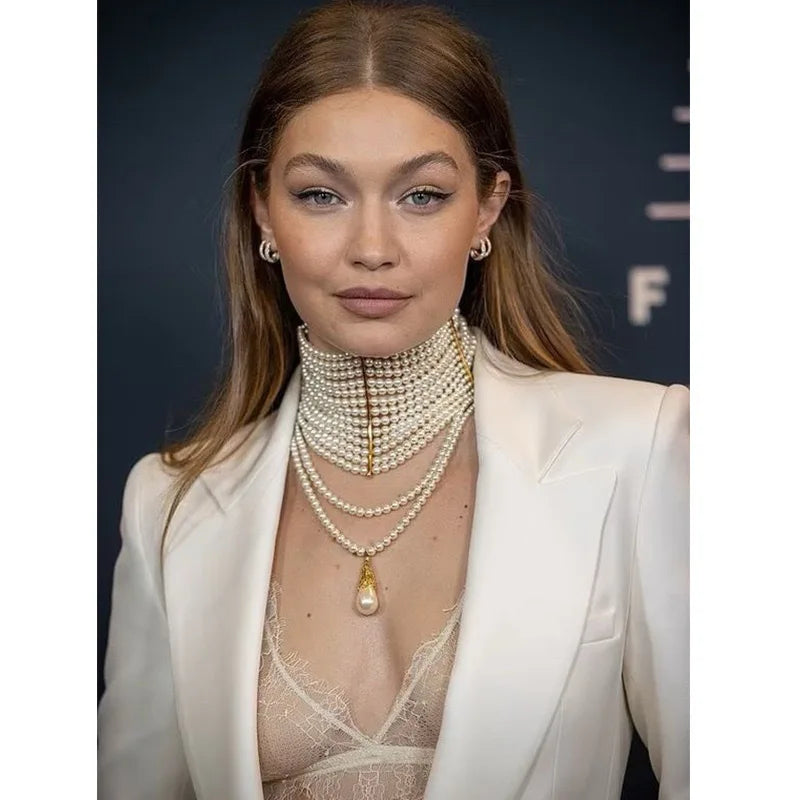 Pearl Fringe Choker Necklace