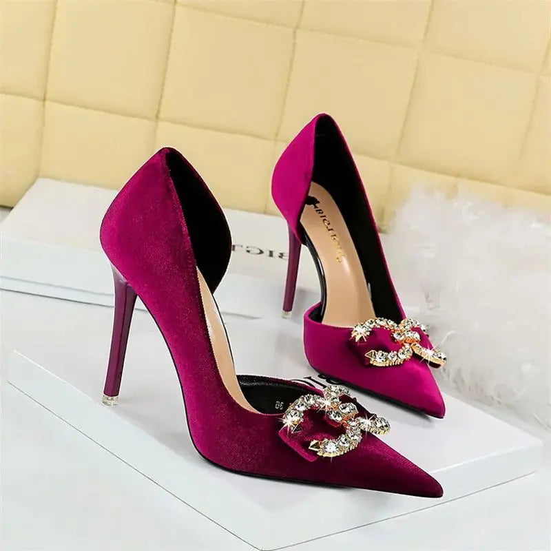Rhinestone Bow Party Heel Pumps