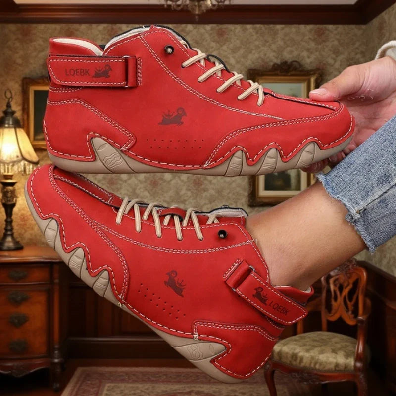 Leather High Top Ankle Boots