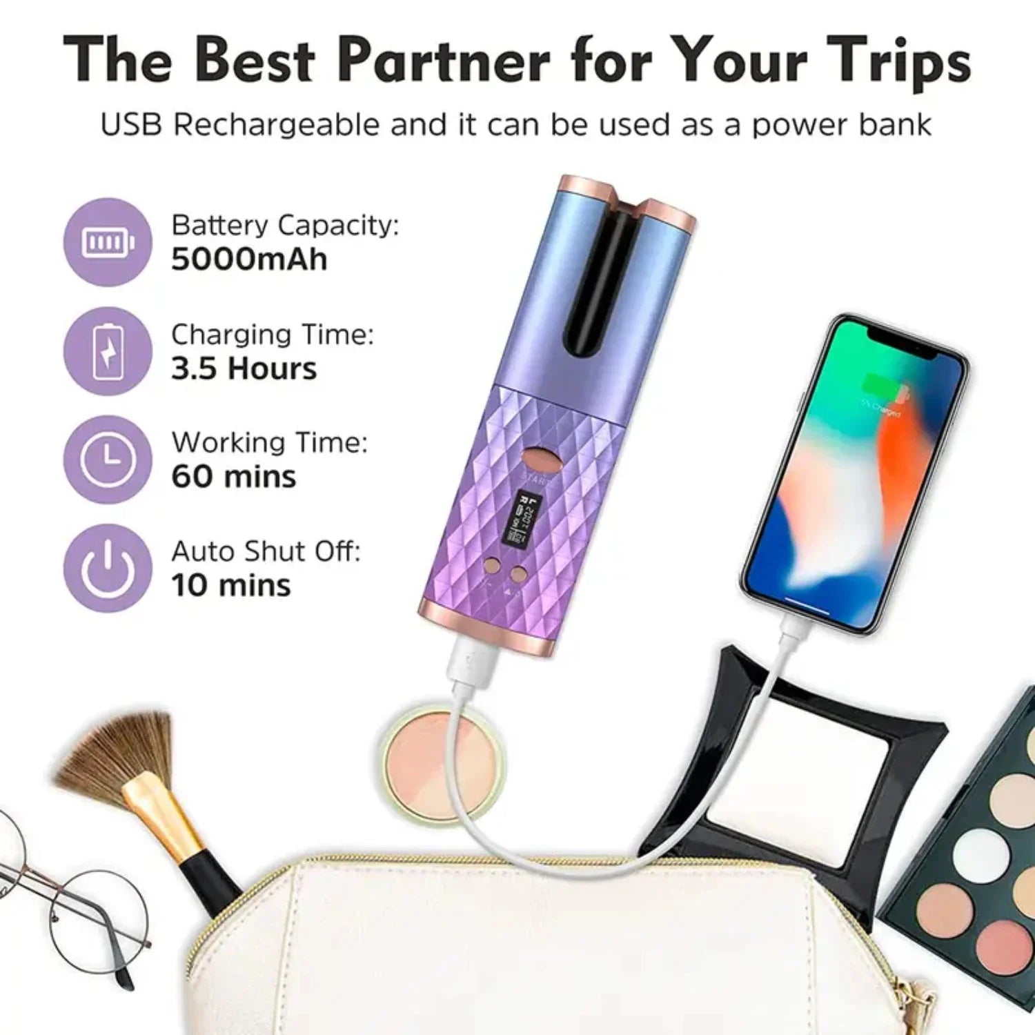 Automatic Cordless Hair Curling Iron