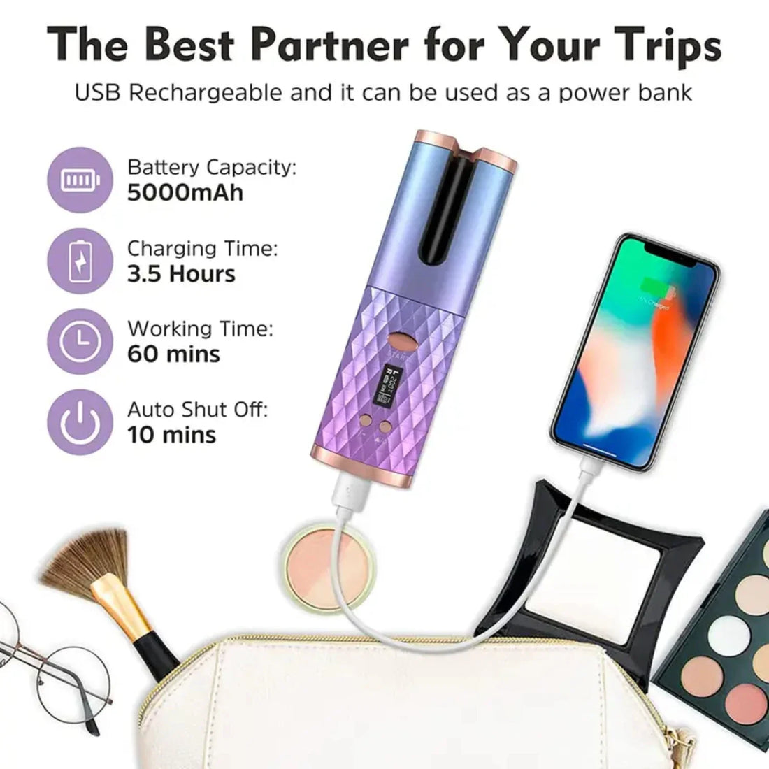 Automatic Cordless Hair Curling Iron