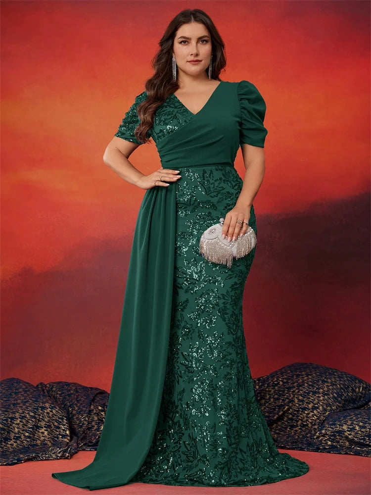 Plus Size Sequin Evening Dress