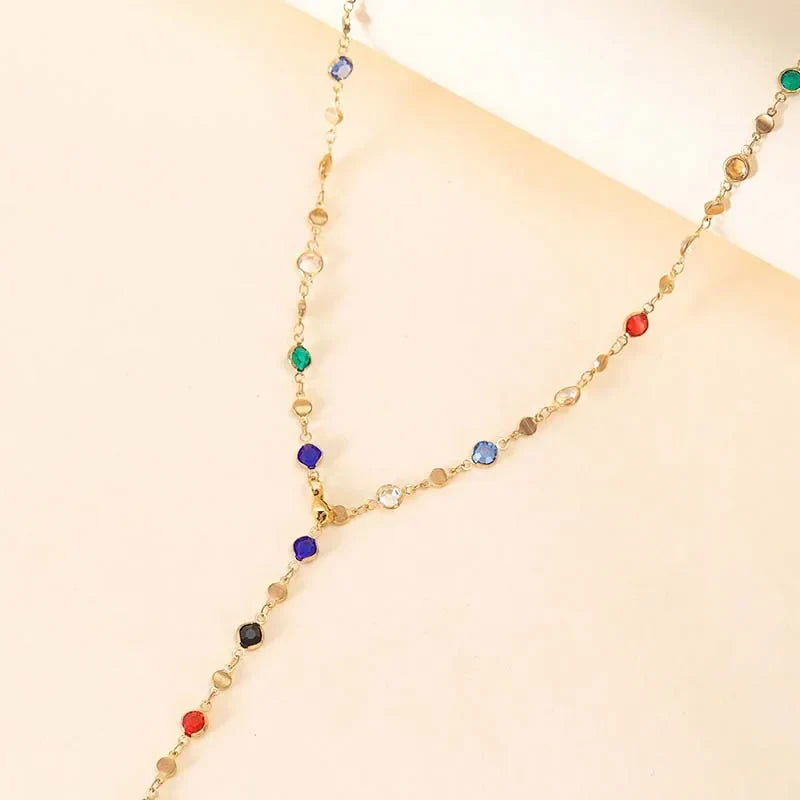Colorful Crystal Tassel Choker
