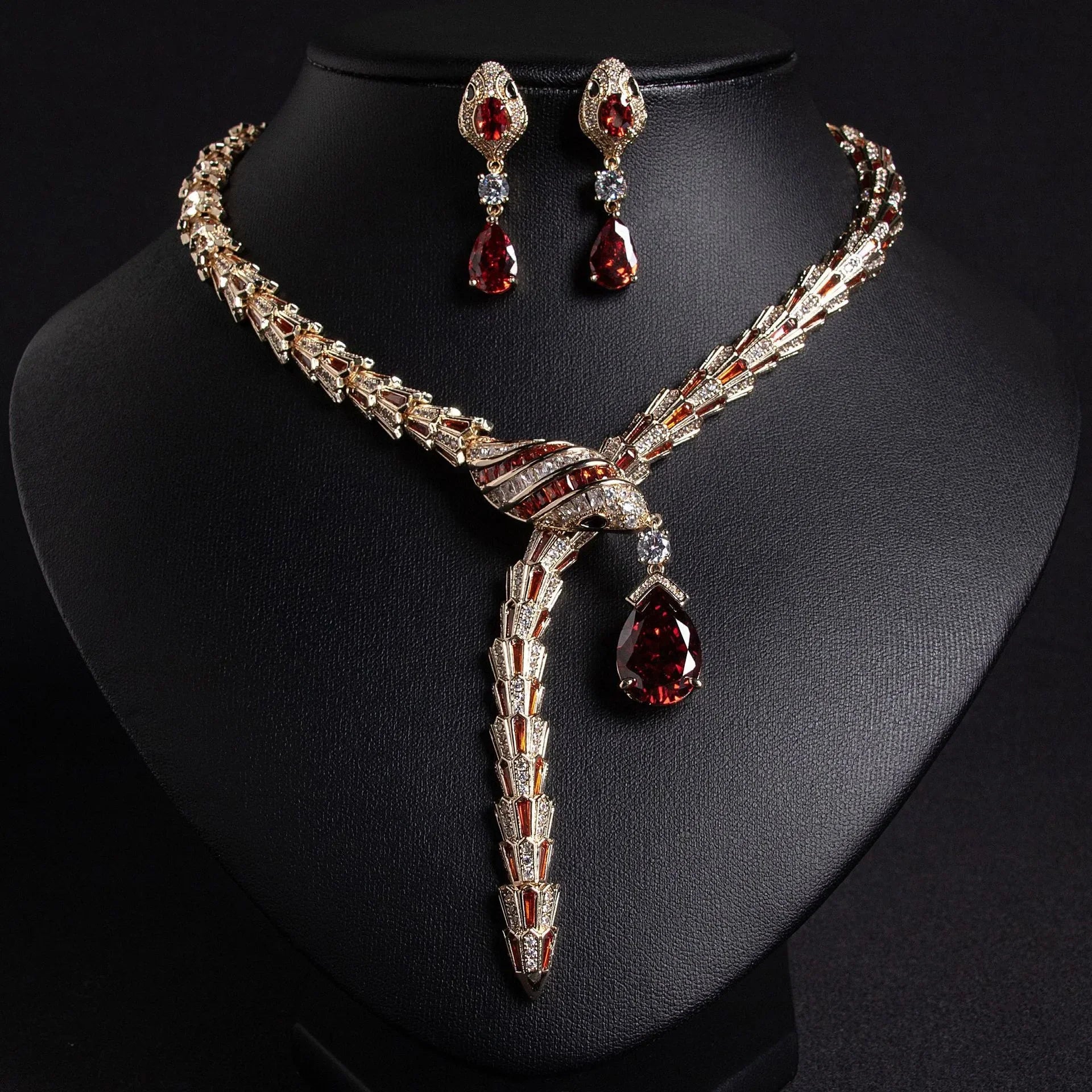 Snake Shape Necklace Earrings Set