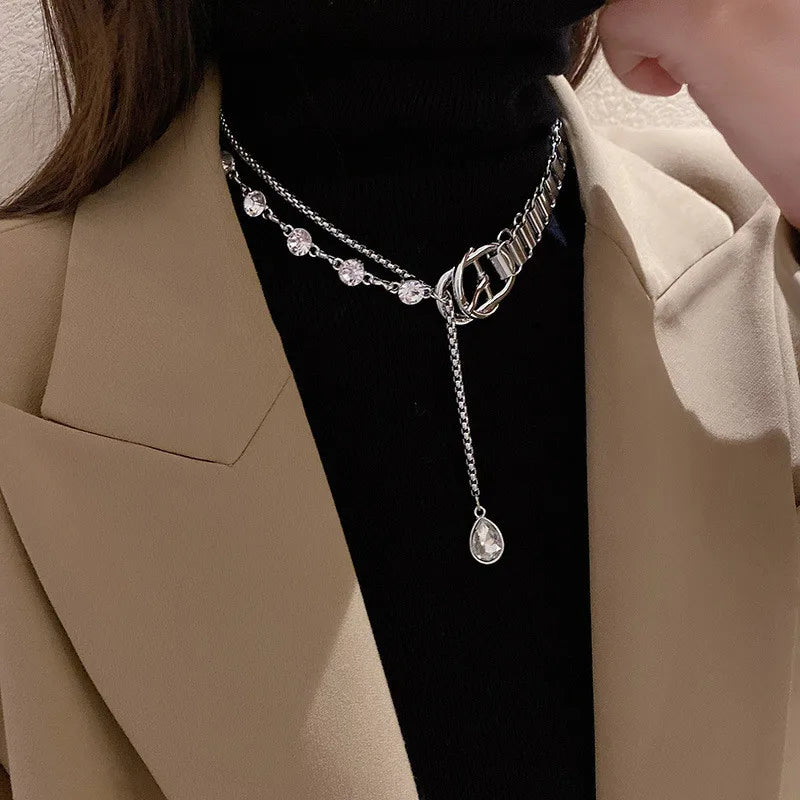 Geometric Crystal Pendant Necklace