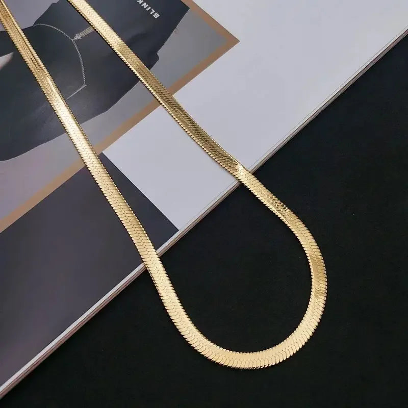 Flat Chain Choker Necklace Women