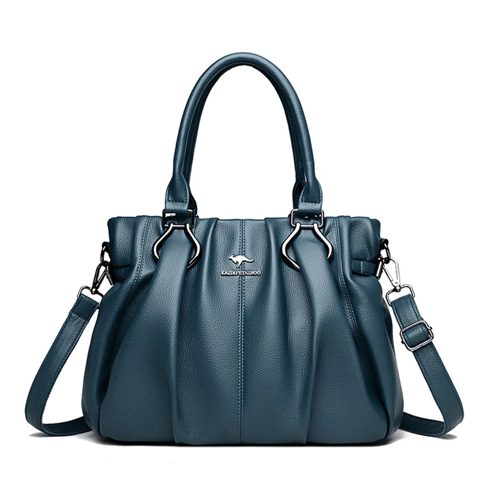 Soft Leather Commuter Tote Bag