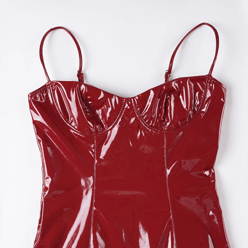 PU Leather Bodycon Mini Dress
