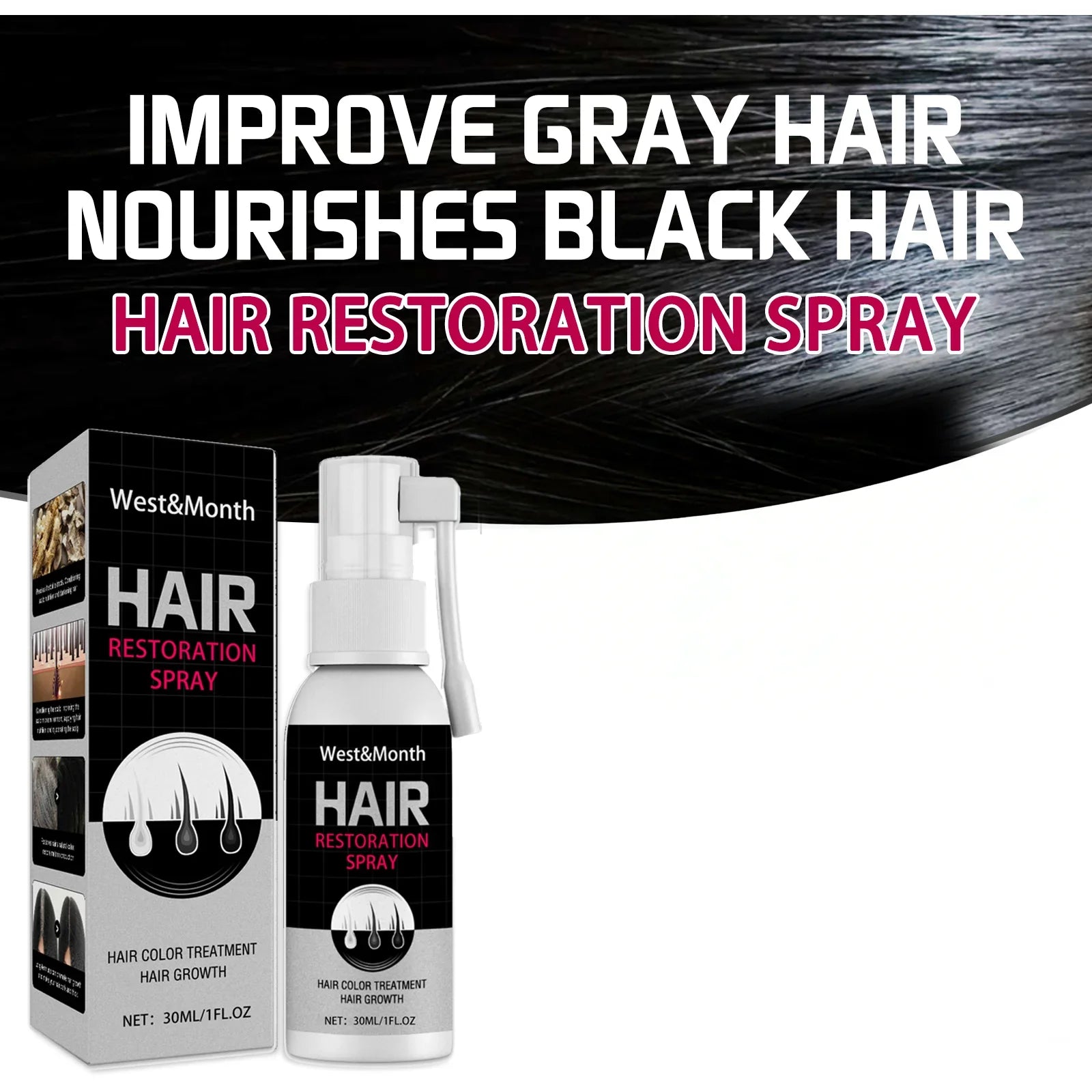 Black Hair Color Restoring Spray