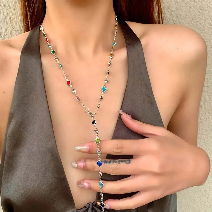 Colorful Crystal Tassel Choker