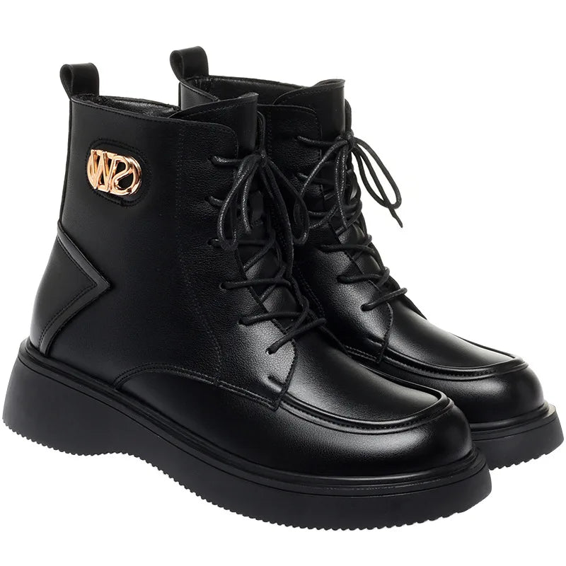 Lace Up Platform Motorcycle Boots