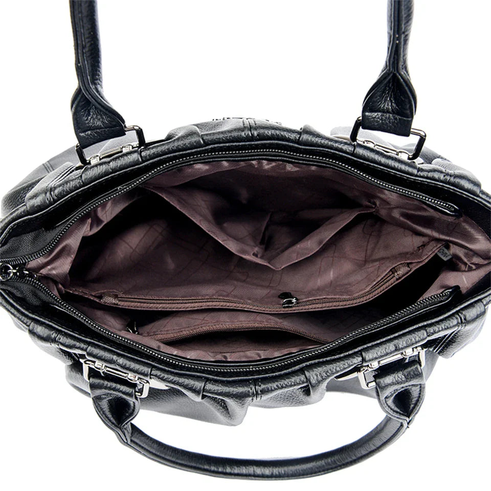 Soft Leather Commuter Tote Bag