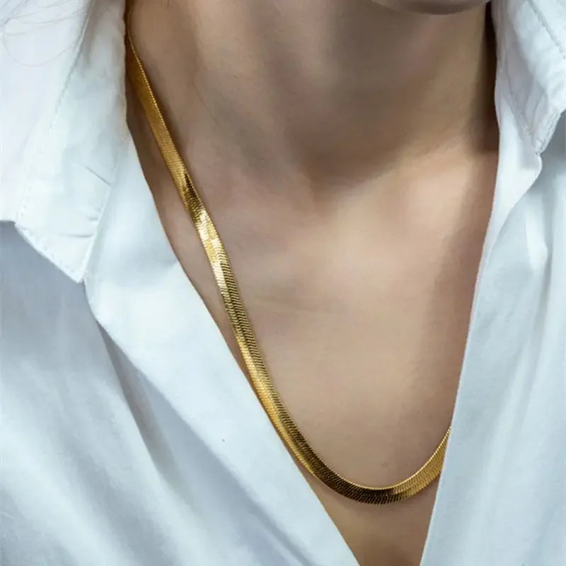 Flat Chain Choker Necklace Women