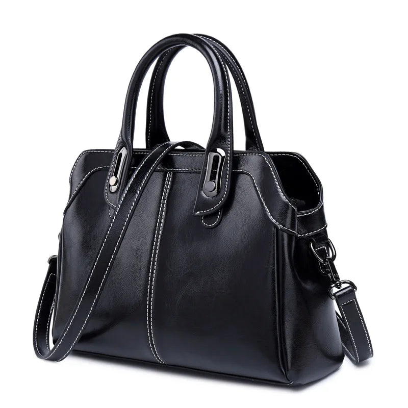 Genuine Leather Crossbody Tote Bag