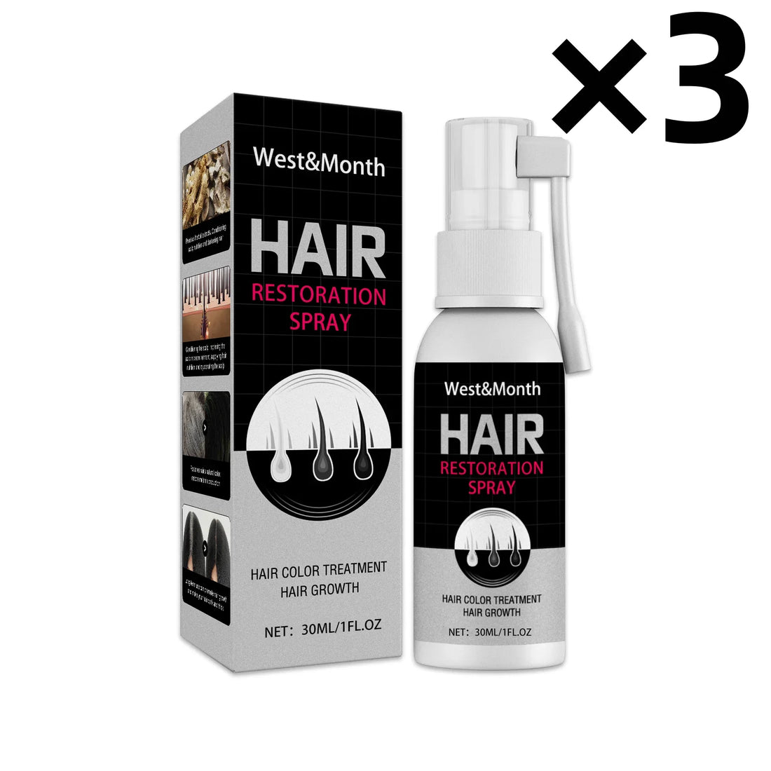 Black Hair Color Restoring Spray