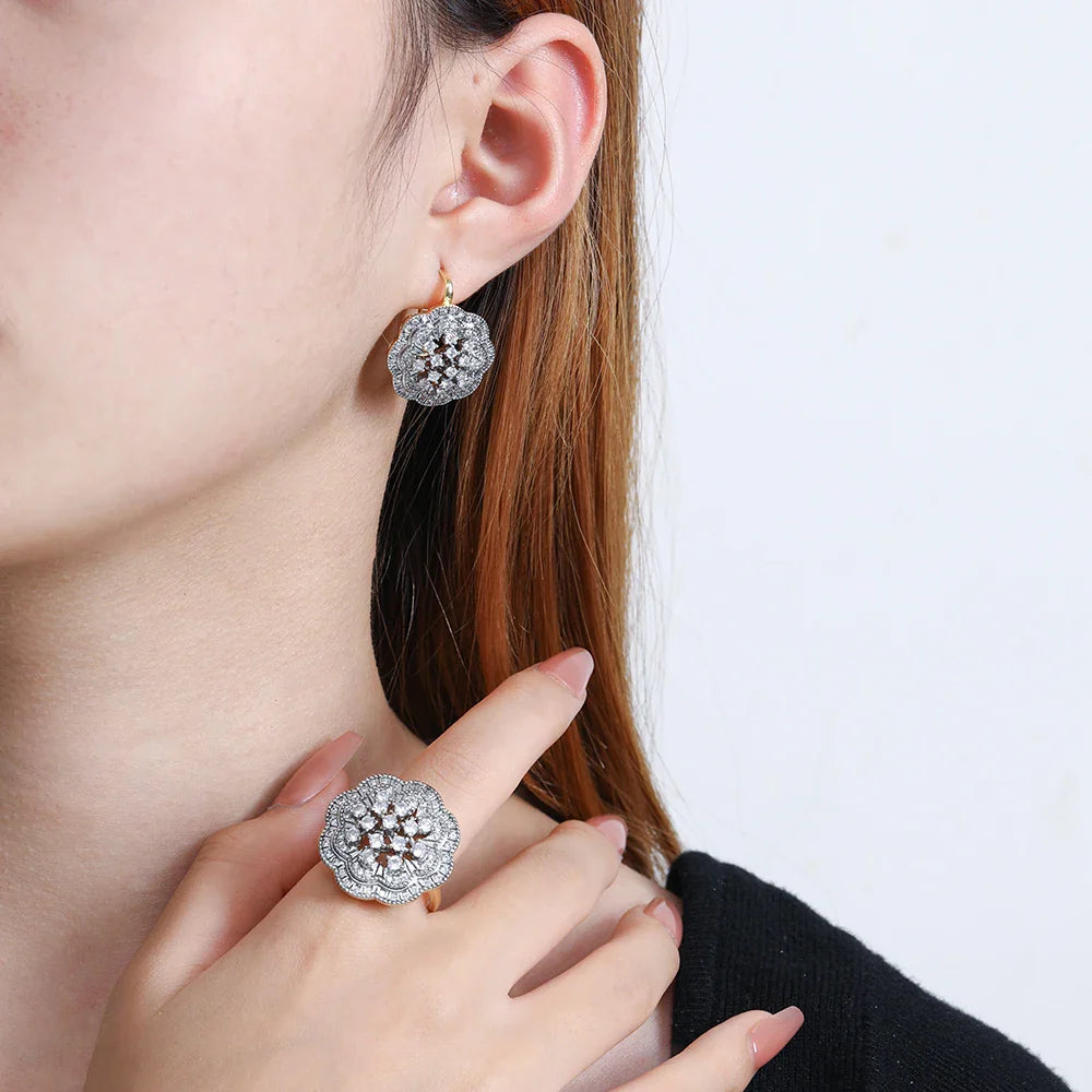 Hollow Flower Gold Earrings