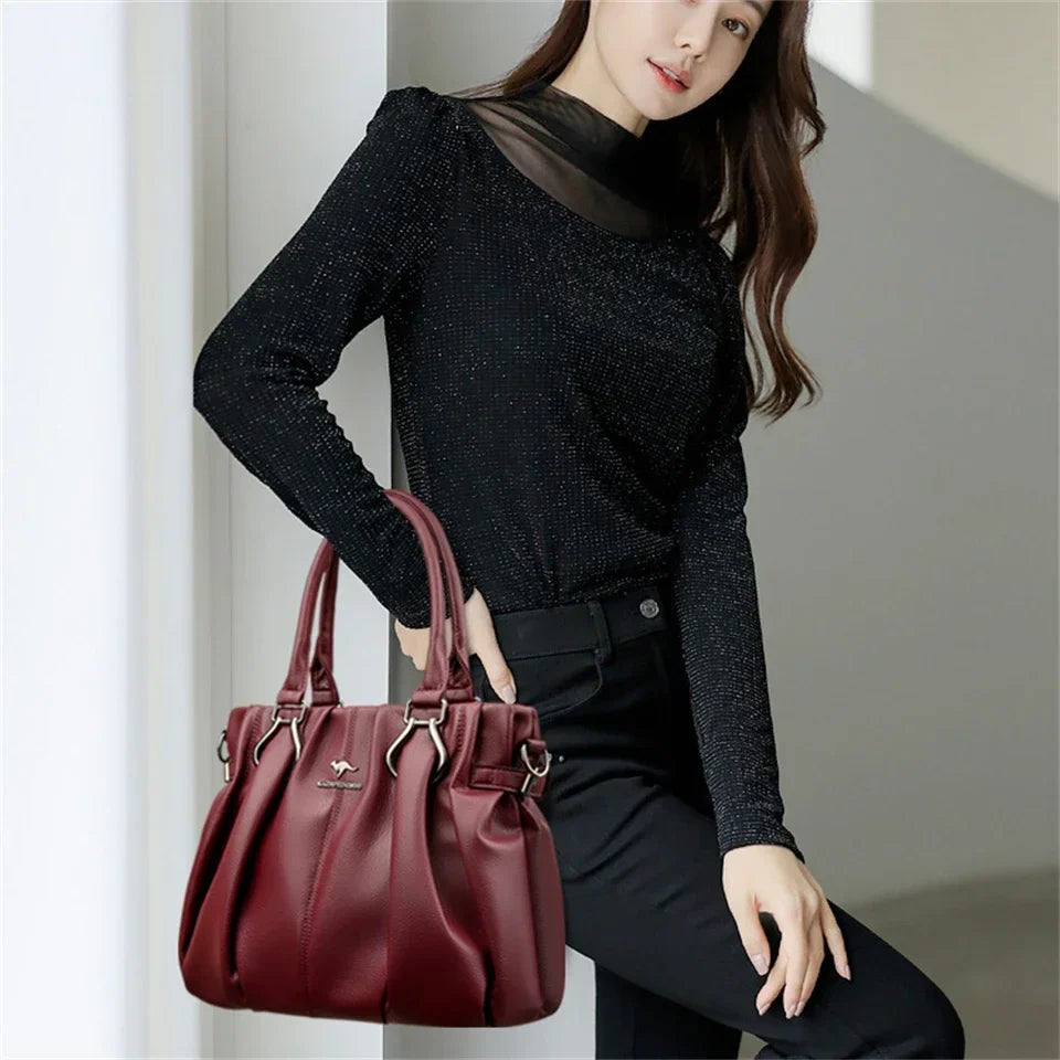 Soft Leather Commuter Tote Bag