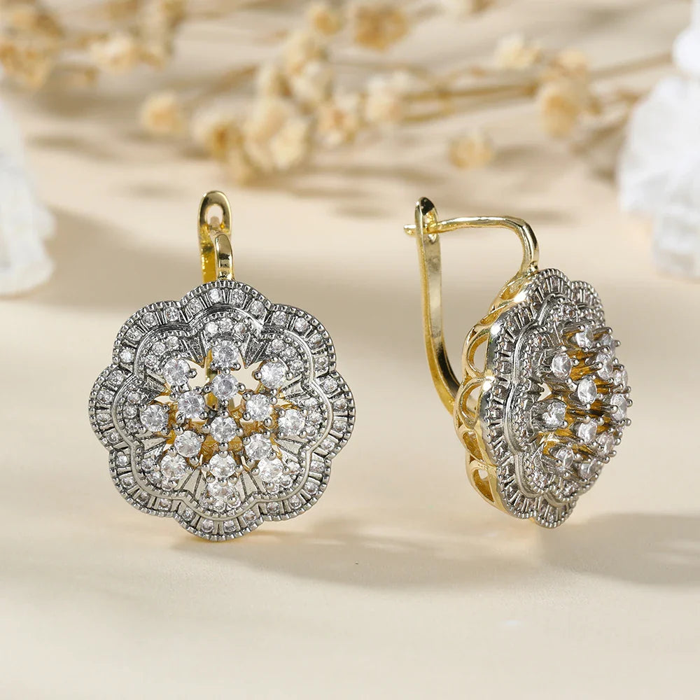 Hollow Flower Gold Earrings