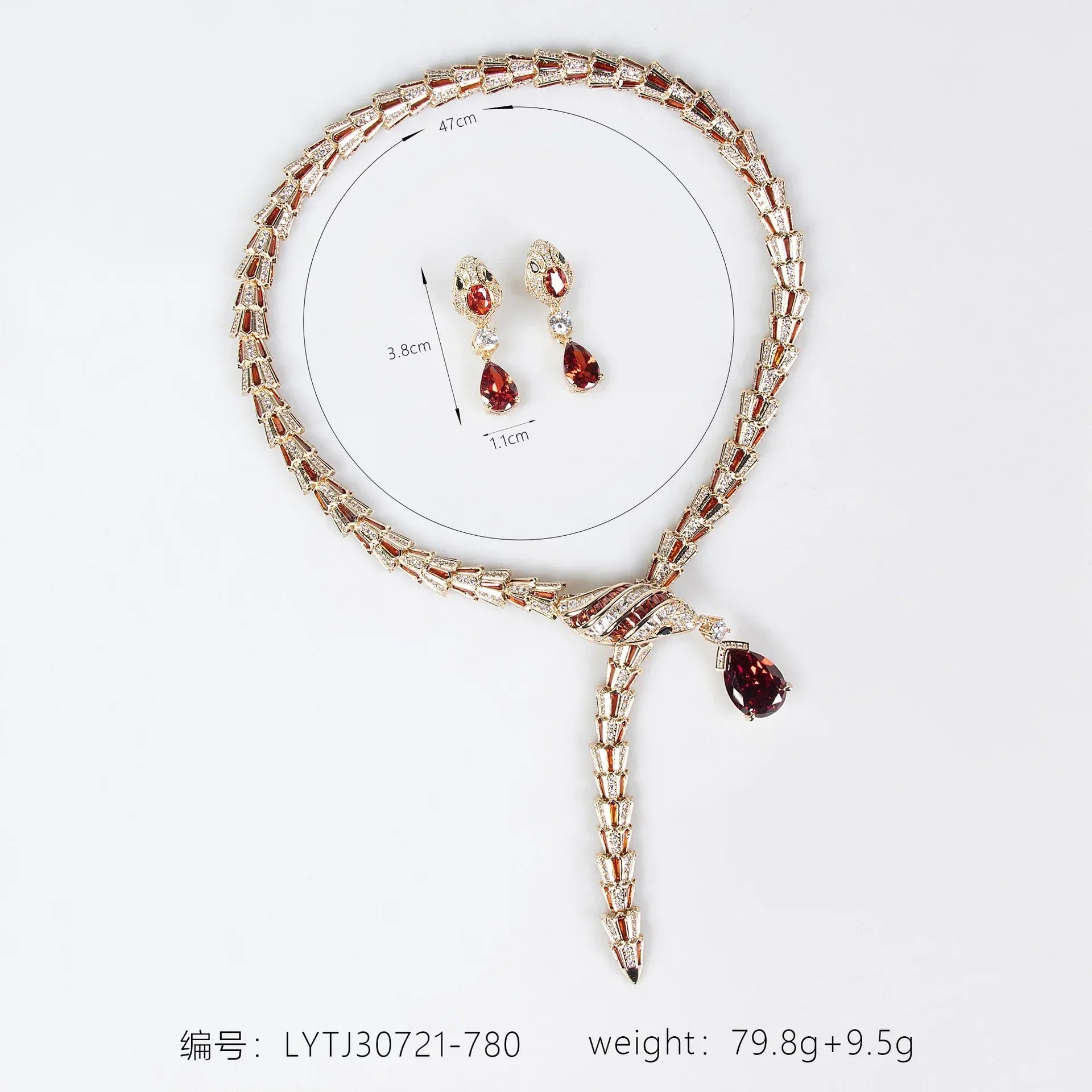 Snake Shape Necklace Earrings Set