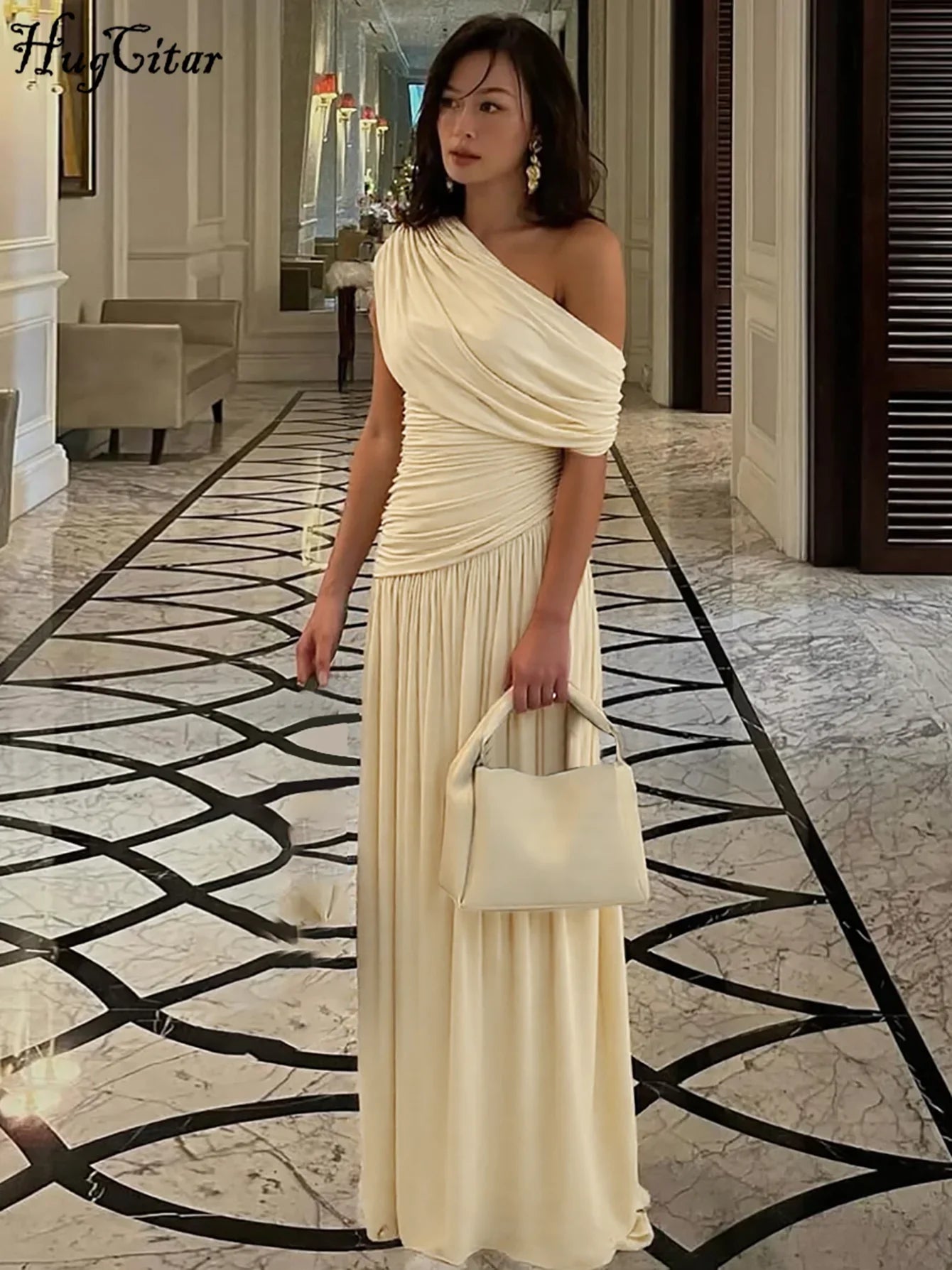 One Shoulder Ruched Maxi Dress
