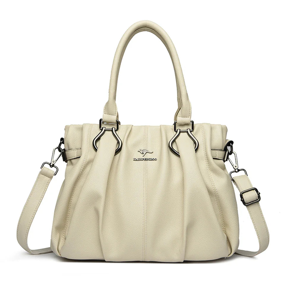Soft Leather Commuter Tote Bag