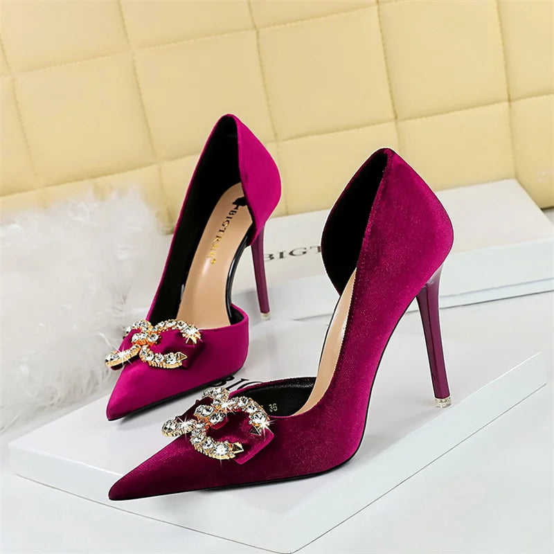 Rhinestone Bow Party Heel Pumps
