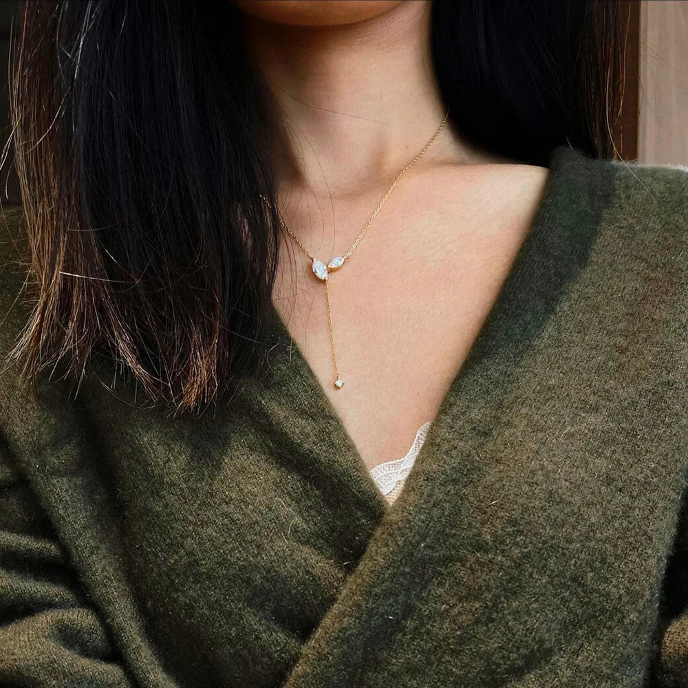 Marquise Cut Pendant Tassel Necklace
