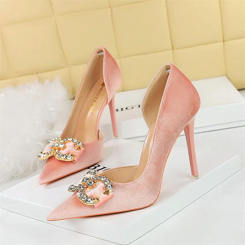 Rhinestone Bow Party Heel Pumps