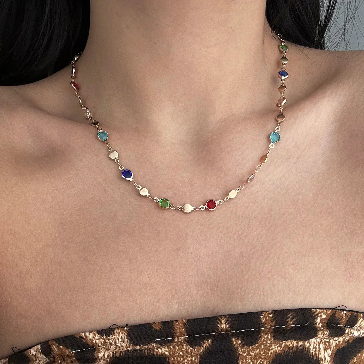 Colorful Crystal Tassel Choker