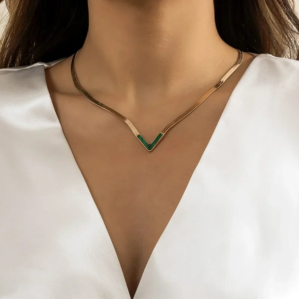 V Shape Chain Choker Necklace