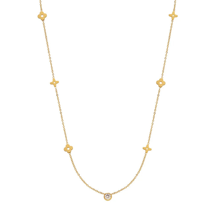 Zircon Flower Pendant Necklace