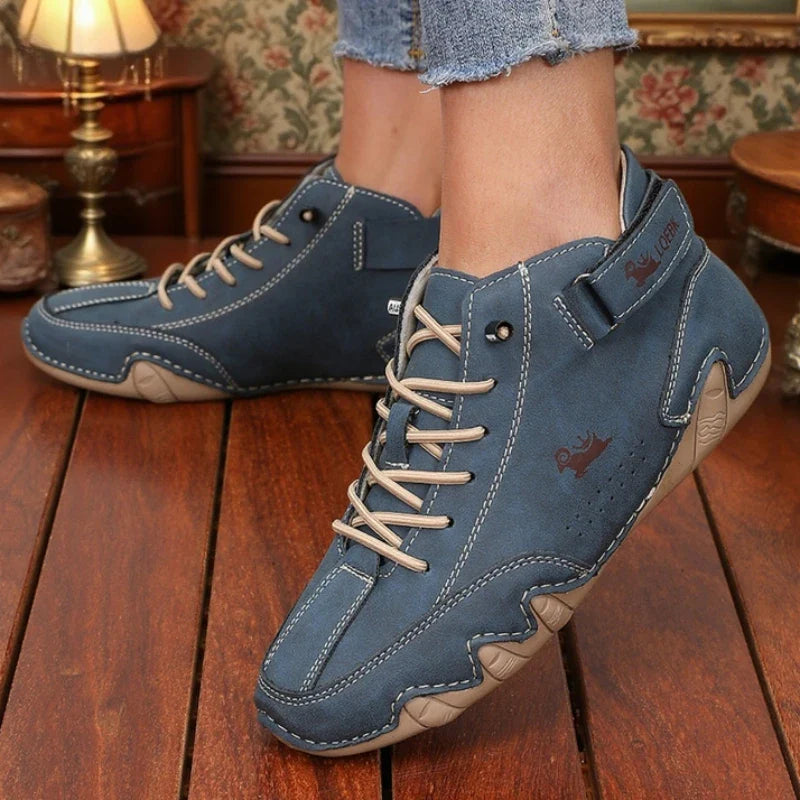 Leather High Top Ankle Boots