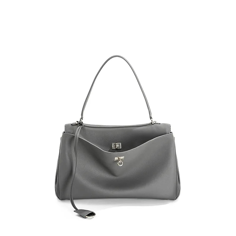 Leather Lock Design Shoulder Bag