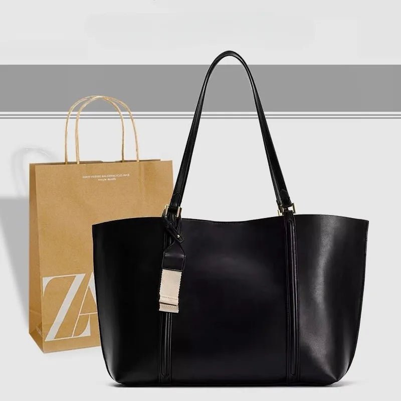 Minimalist Leather Tote Shoulder Bag